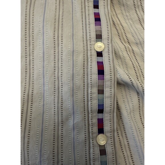 Robert Graham Shirt Men’s XL Striped Embroidered Signature Flip Cuff Long Flaws - Picture 14 of 16